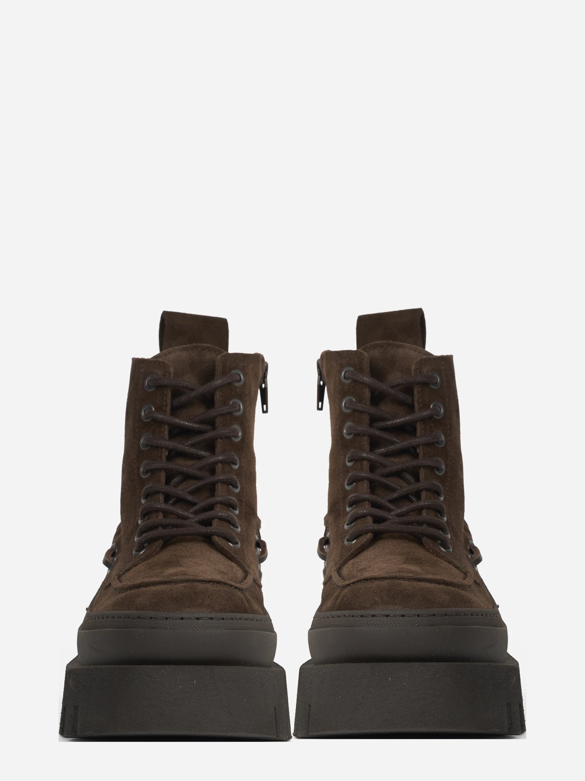 Stivaletto stringato CPH697 in camoscio chocolate - vista frontale