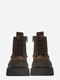 Stivaletto stringato CPH697 in camoscio chocolate - vista frontale