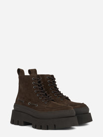 Stivaletto stringato CPH697 in camoscio chocolate - vista tre quarti