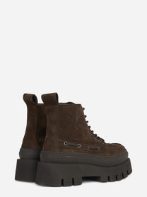 Stivaletto stringato CPH697 in camoscio chocolate - vista laterale della coppia