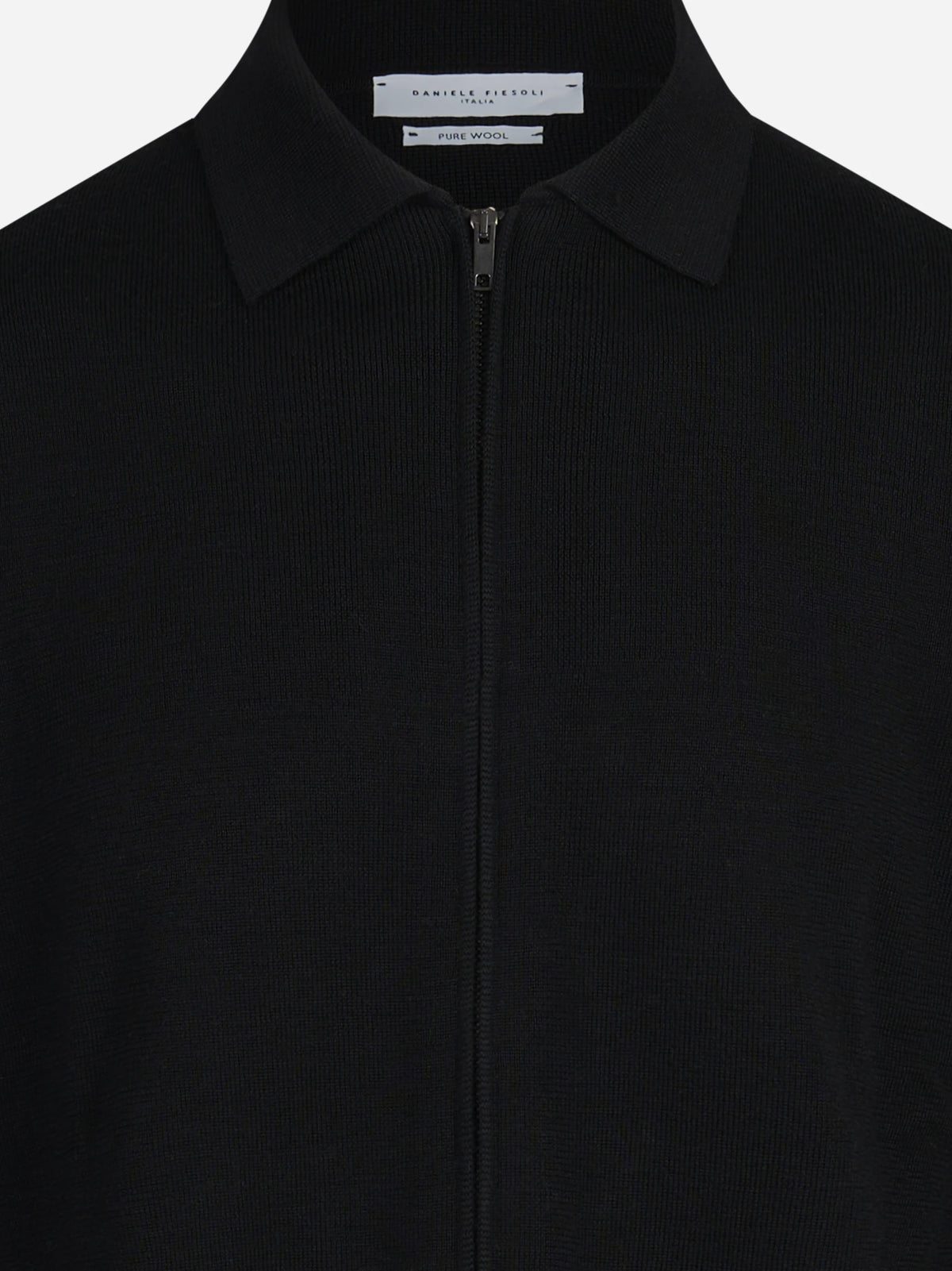 Cardigan con zip in lana nero - vista posteriore
