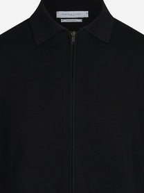 Cardigan con zip in lana nero - vista posteriore