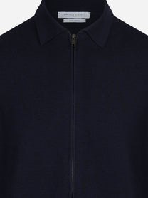 Cardigan con zip in lana blu - vista posteriore