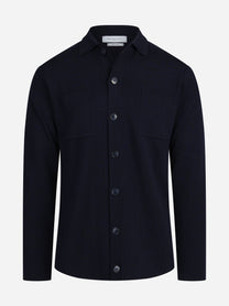 Cardigan camicia in lana blu - vista frontale