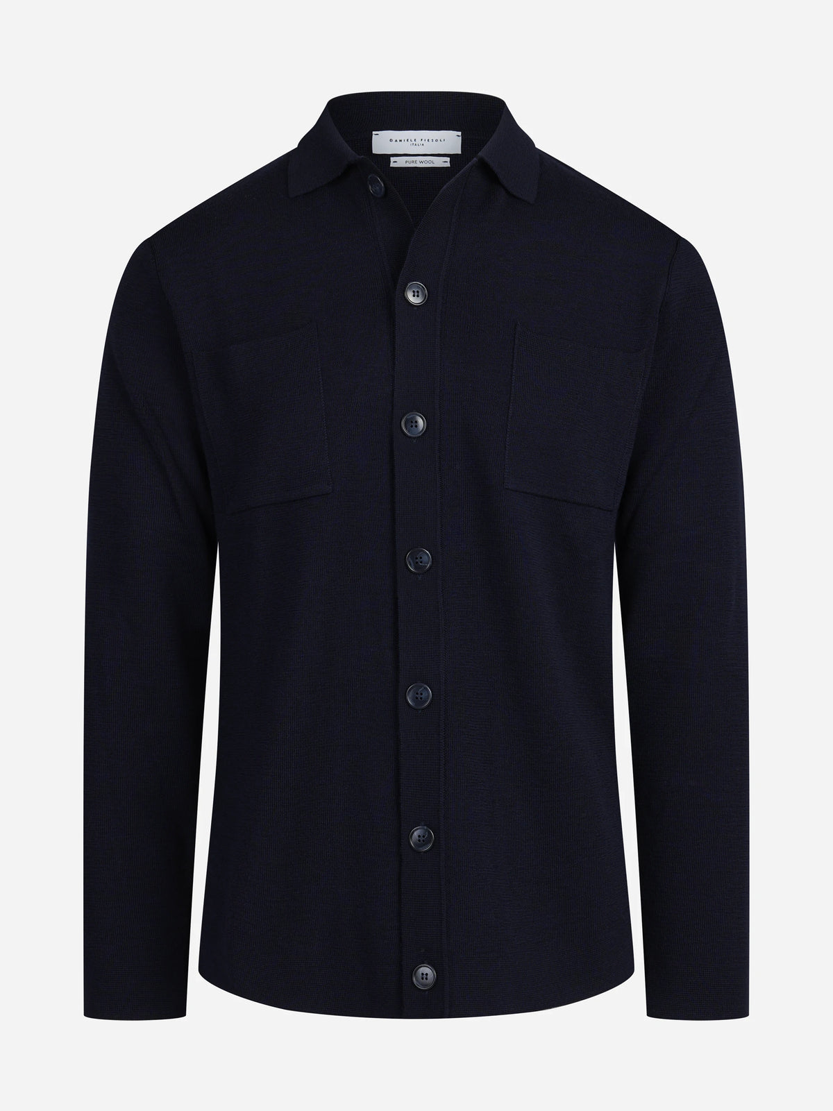 Cardigan camicia in lana blu - vista frontale
