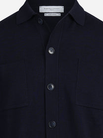 Cardigan camicia in lana blu - vista posteriore
