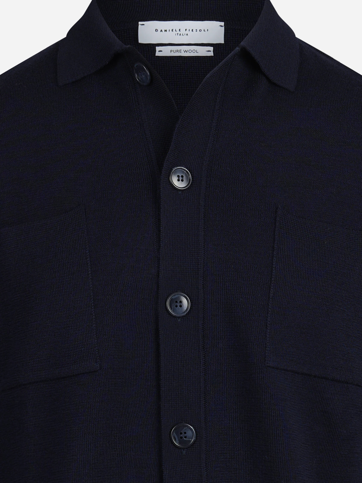 Cardigan camicia in lana blu - vista posteriore
