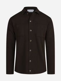 Cardigan camicia in lana testa di moro - vista frontale
