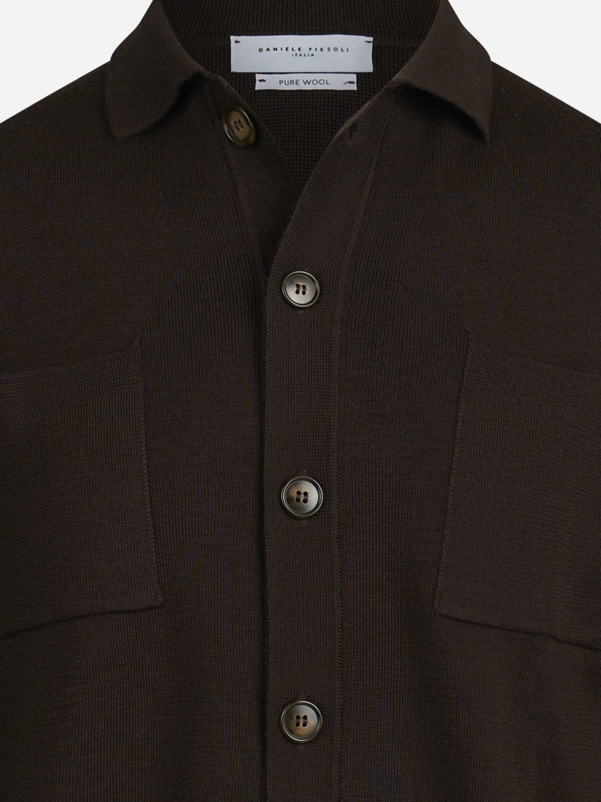 Cardigan camicia in lana testa di moro - vista posteriore