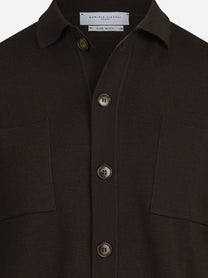 Cardigan camicia in lana testa di moro - vista posteriore