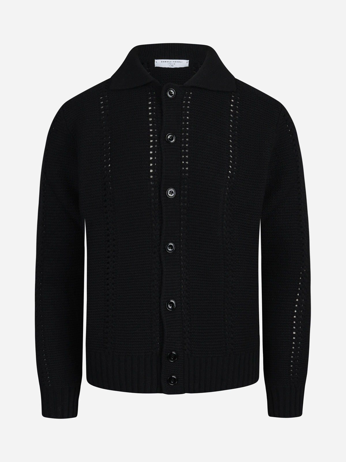 Cardigan camicia a punto legaccio nero - vista frontale