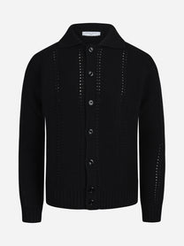 Cardigan camicia a punto legaccio nero - vista frontale