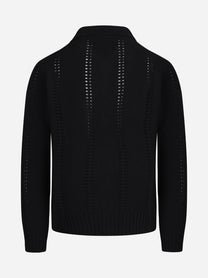 Cardigan camicia a punto legaccio nero - dettaglio del prodotto