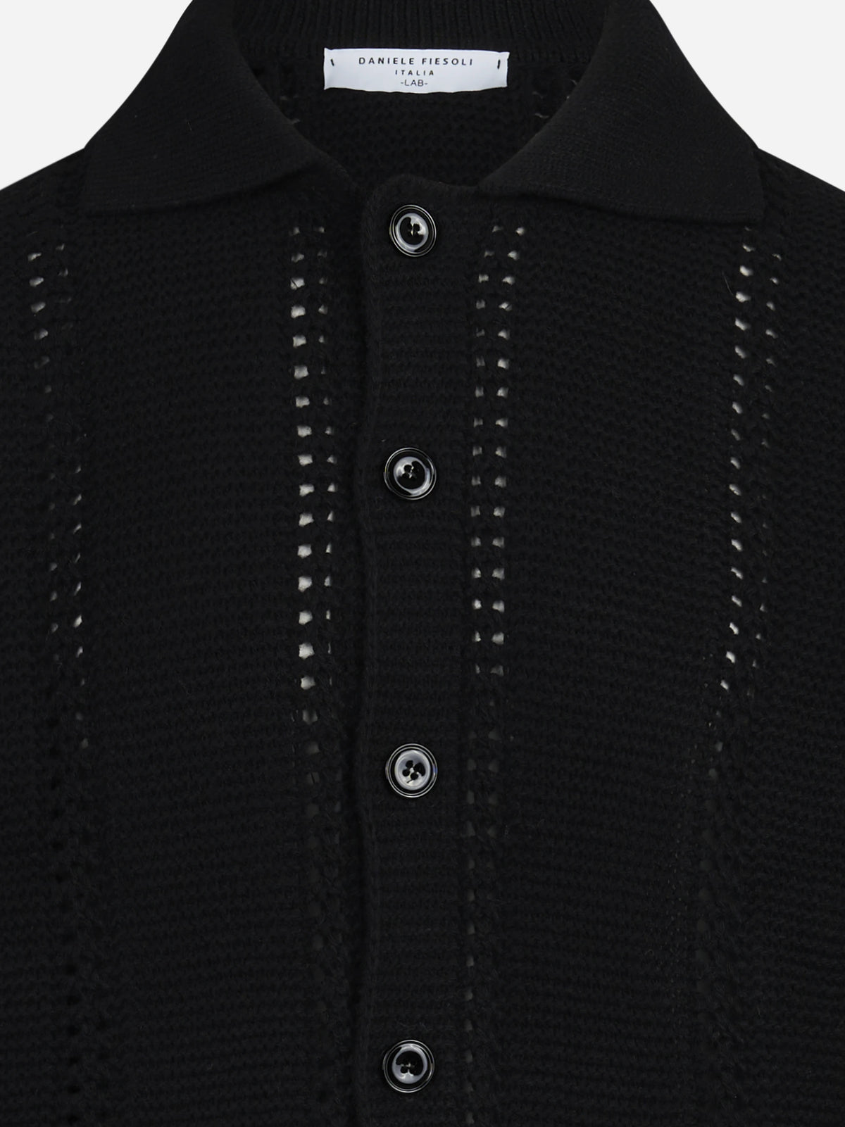Cardigan camicia a punto legaccio nero - vista posteriore