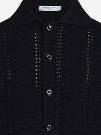 Cardigan camicia a punto legaccio nero - vista posteriore