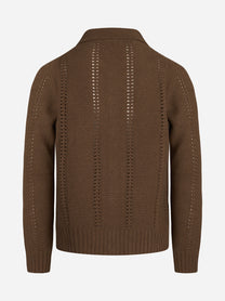 Cardigan camicia a punto legaccio marrone - dettaglio del prodotto