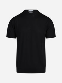 Maglia a maniche corte in lana nero - vista frontale
