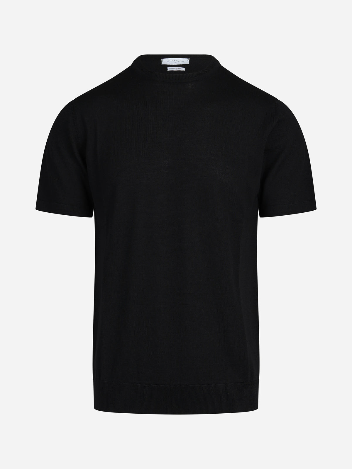 Maglia a maniche corte in lana nero - vista frontale