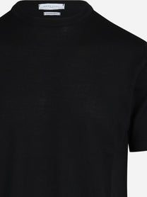 Maglia a maniche corte in lana nero - vista posteriore