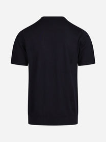 Maglia a maniche corte in lana blu - dettaglio del prodotto