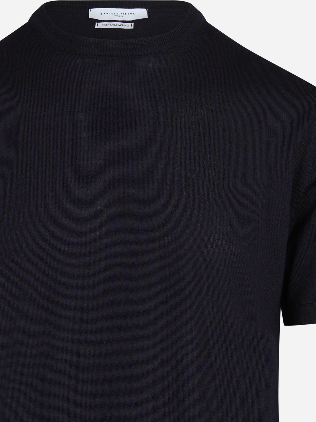 Maglia a maniche corte in lana blu - vista posteriore