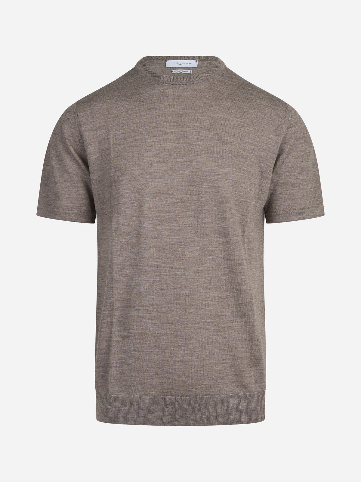 Maglia a maniche corte in lana beige - vista frontale