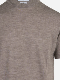 Maglia a maniche corte in lana beige - vista posteriore