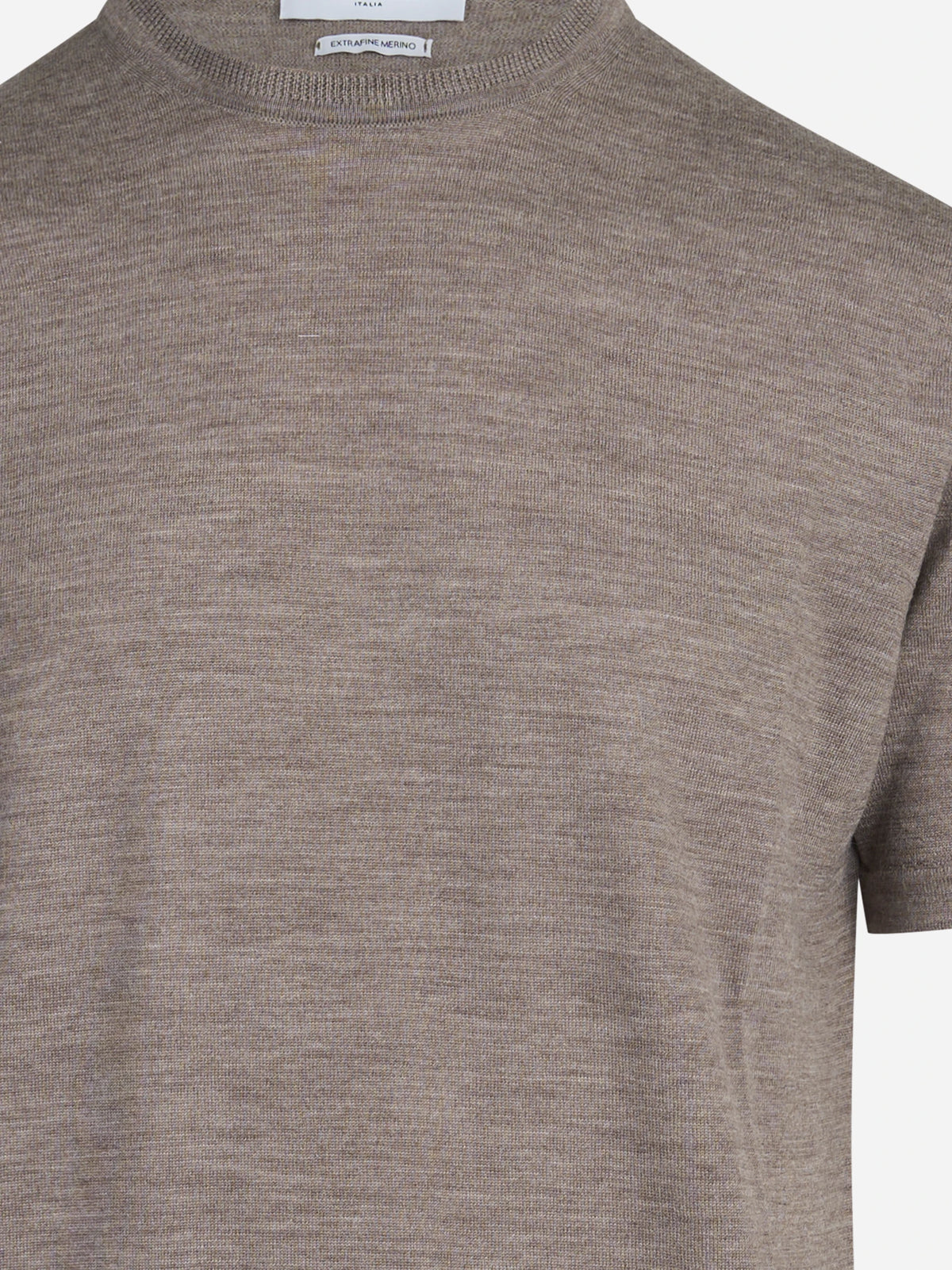 Maglia a maniche corte in lana beige - vista posteriore