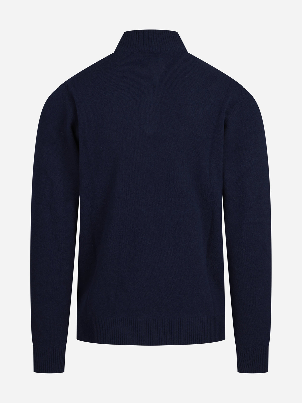 Lupetto con mezza zip in lana e cashmere blu - dettaglio del prodotto
