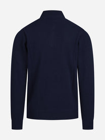 Lupetto con mezza zip in lana e cashmere blu - dettaglio del prodotto