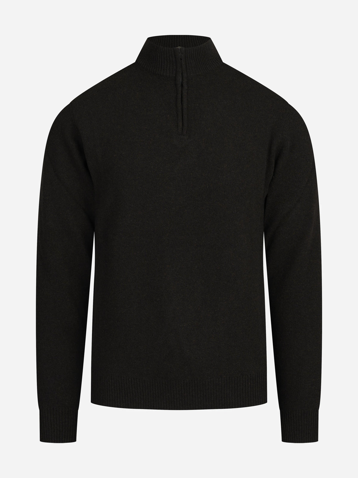 Lupetto con mezza zip in lana e cashmere testa di moro - vista frontale