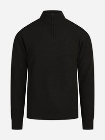 Lupetto con mezza zip in lana e cashmere testa di moro - vista frontale