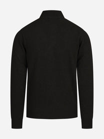 Lupetto con mezza zip in lana e cashmere testa di moro - dettaglio del prodotto