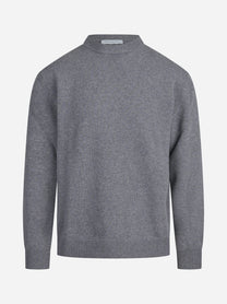 Maglia girocollo in lana e cashmere grigio - vista frontale