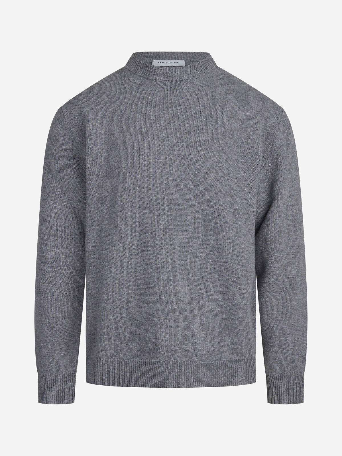 Maglia girocollo in lana e cashmere grigio - vista frontale