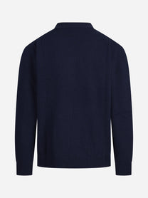 Maglia girocollo in lana e cashmere blu - dettaglio del prodotto