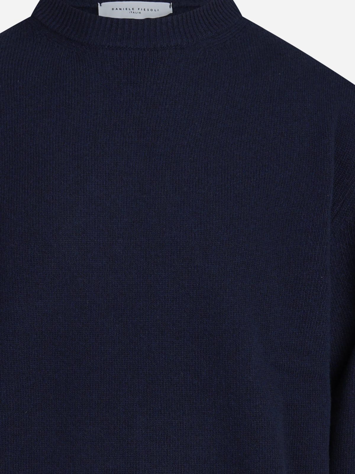 Maglia girocollo in lana e cashmere blu - vista posteriore