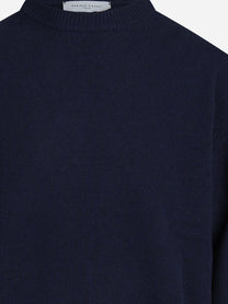 Maglia girocollo in lana e cashmere blu - vista posteriore
