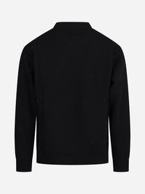 Maglia paricollo in piquet lana e cashmere nero - dettaglio del prodotto