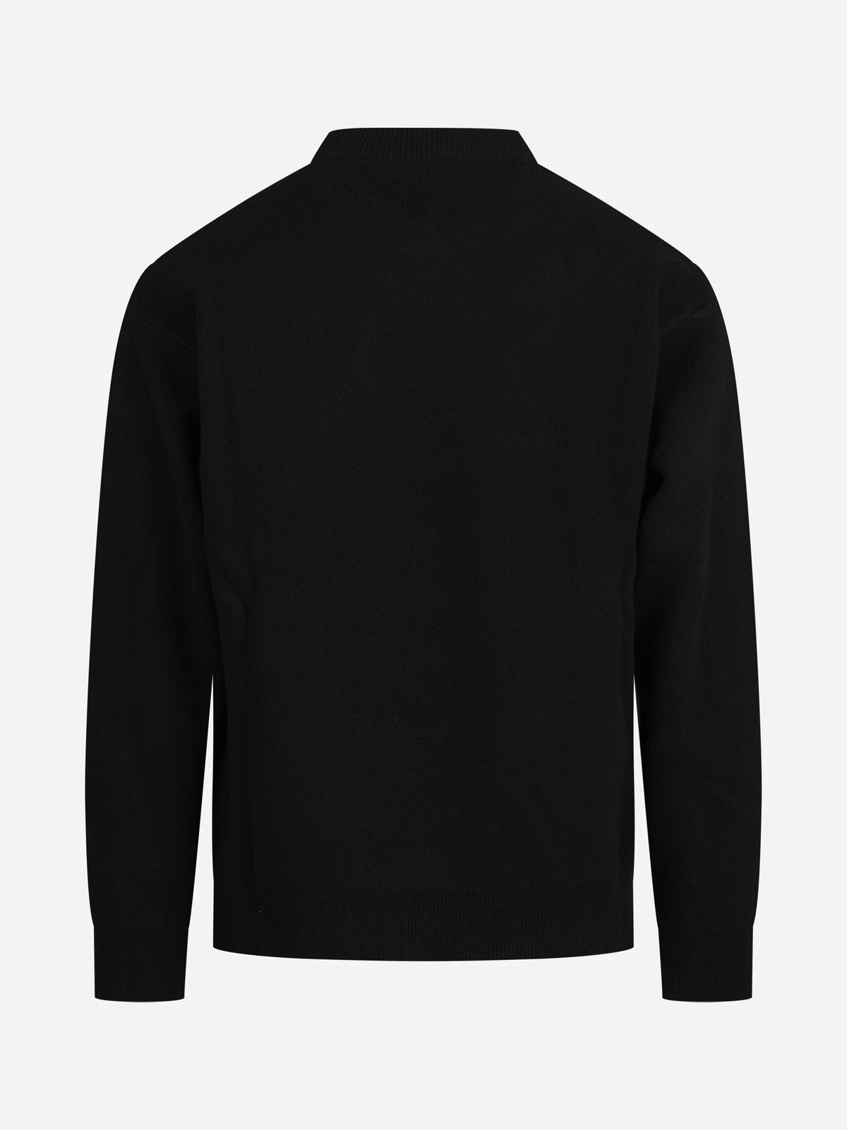 Maglia paricollo in piquet lana e cashmere nero - dettaglio del prodotto