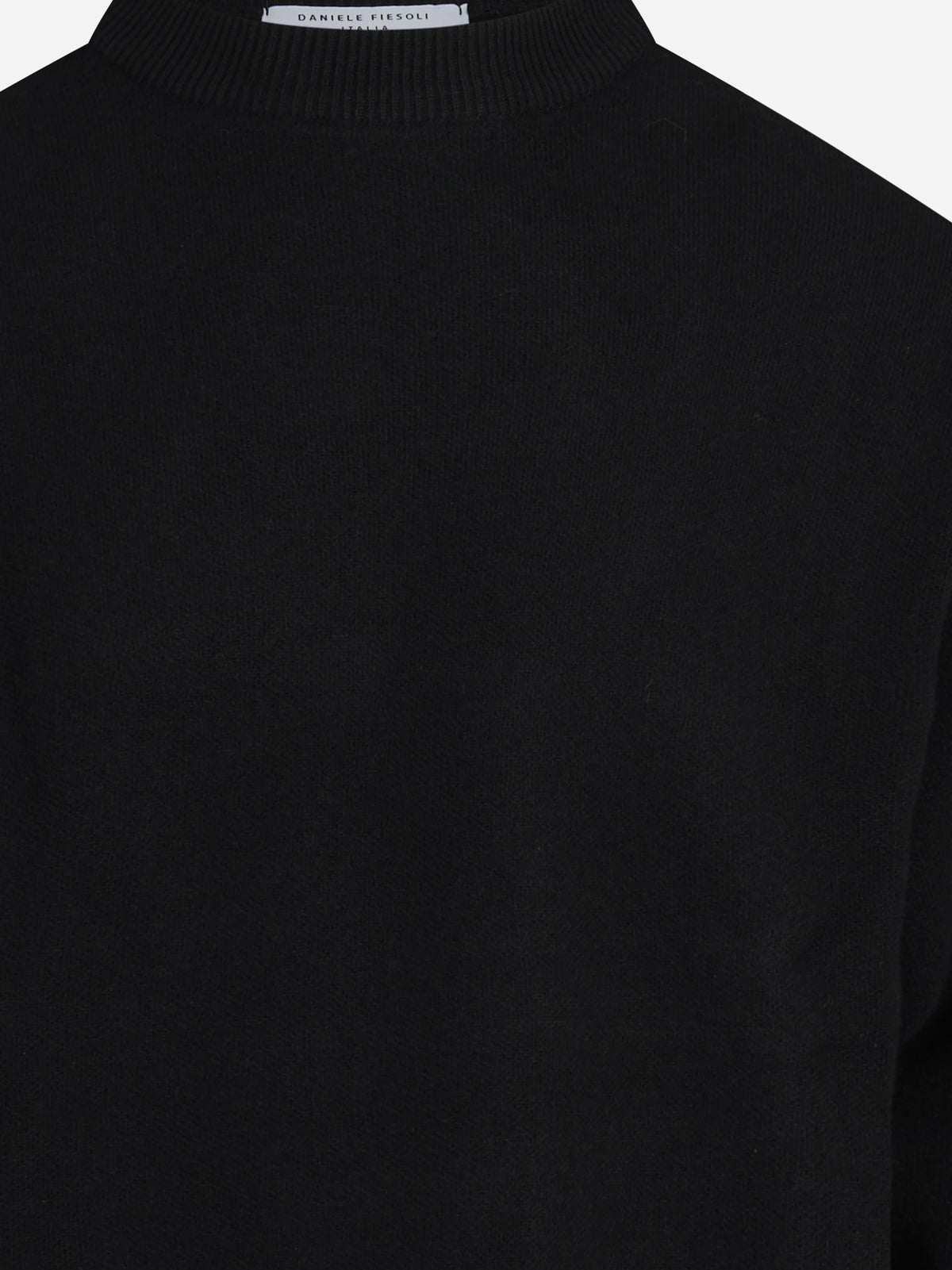Maglia paricollo in piquet lana e cashmere nero - vista posteriore