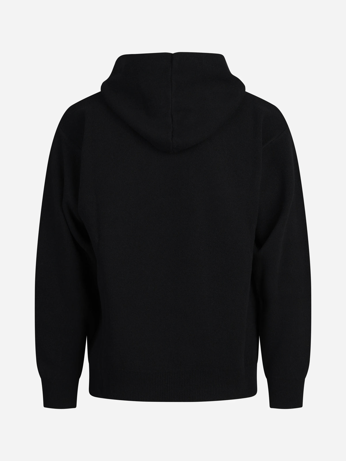 Felpa in maglia con cappuccio lana e cashmere nero - dettaglio del prodotto