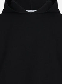 Felpa in maglia con cappuccio lana e cashmere nero - vista posteriore