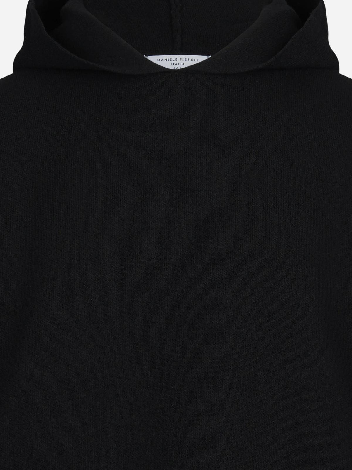 Felpa in maglia con cappuccio lana e cashmere nero - vista posteriore
