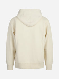 Felpa in maglia con cappuccio lana e cashmere bianco - dettaglio del prodotto