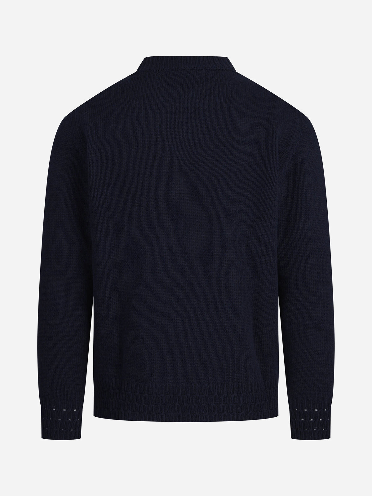 Maglia paricollo con finiture traforate blu - dettaglio del prodotto
