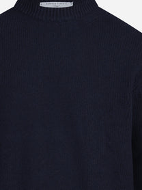 Maglia paricollo con finiture traforate blu - vista posteriore