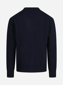 Cardigan con finiture traforate blu - dettaglio del prodotto