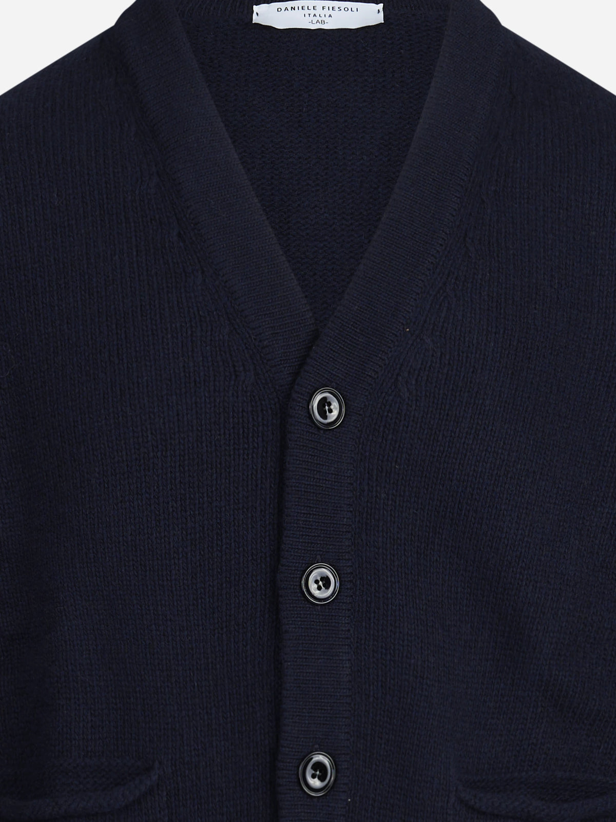 Cardigan con finiture traforate blu - vista posteriore