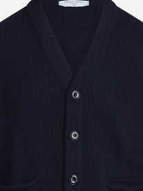 Cardigan con finiture traforate blu - vista posteriore